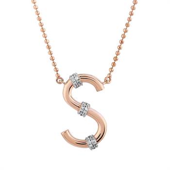 Pırlantalı Toplu Harf Altın Kolye-S