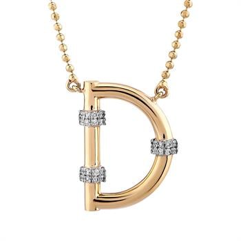 Pırlantalı Toplu Harf Altın Kolye-D