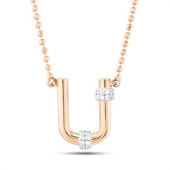 Pırlantalı Toplu Harf Altın Kolye-T