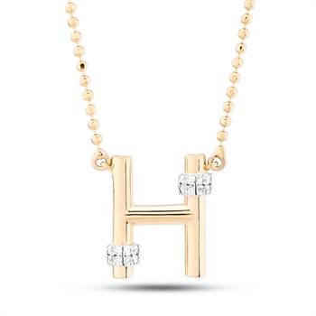 Pırlantalı Toplu Harf Altın Kolye-H