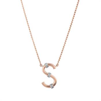 Pırlantalı Toplu Harf Altın Kolye-S