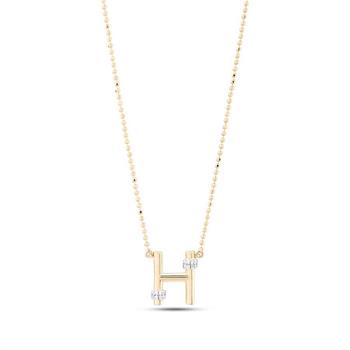 Pırlantalı Toplu Harf Altın Kolye-H