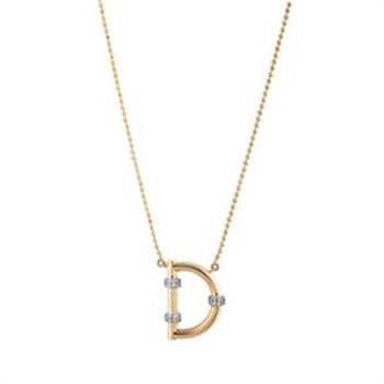 Pırlantalı Toplu Harf Altın Kolye-D