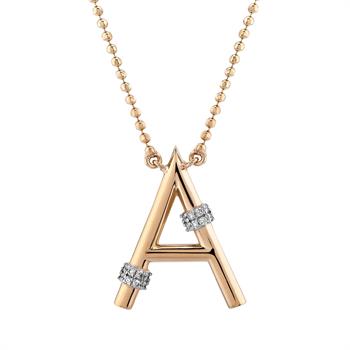 Pırlantalı Toplu Harf Altın Kolye-A