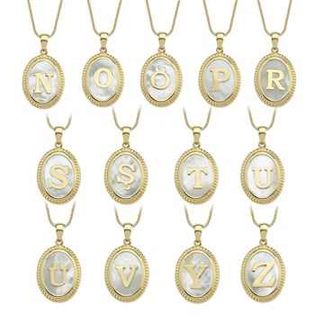 Mother Of Pearl Gold Pendant - Magro Letter D