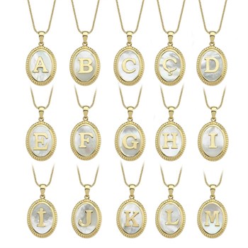 Mother Of Pearl Gold Pendant - Magro Letter D