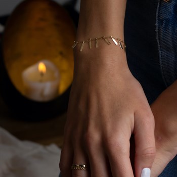 Şerit Plaka Altın Bileklik– Strip