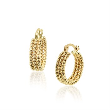 Üç Sıralı Toplu Altın Halka Küpe