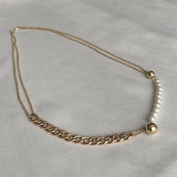 Vega Naturel İnci Altın Kolye