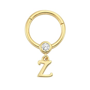 Pırlantalı Altın Halka Piercing – Harf Sallantılı – Z