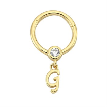 PiercingTaşlı Altın Halka Piercing – Harf Sallantılı – G - Penna Jewels