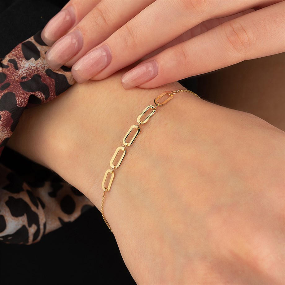 14 Ayar Altın Beşli Modern ve Şık Atac Bileklik