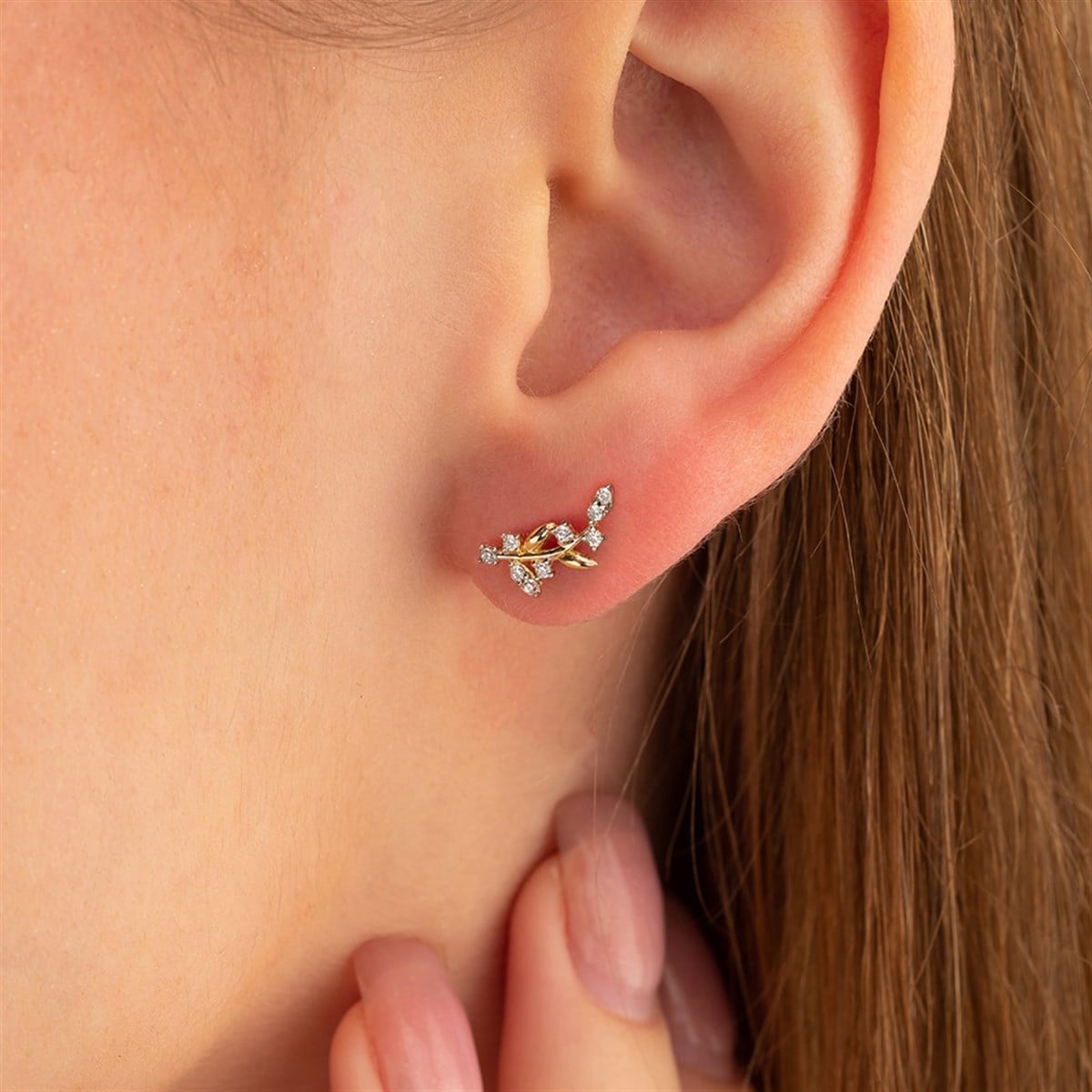 14 Ayar Altın Buğday Modeli Küpe