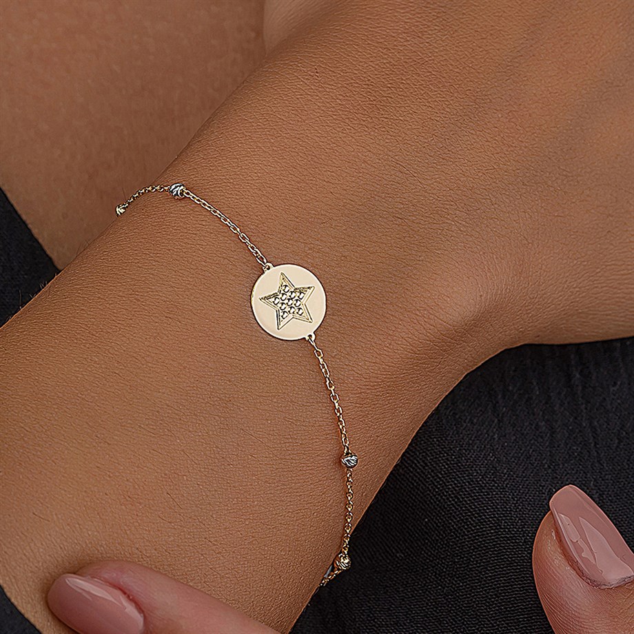 14 Ayar Altın Dorica Toplu Yıldız Bayan Bileklik