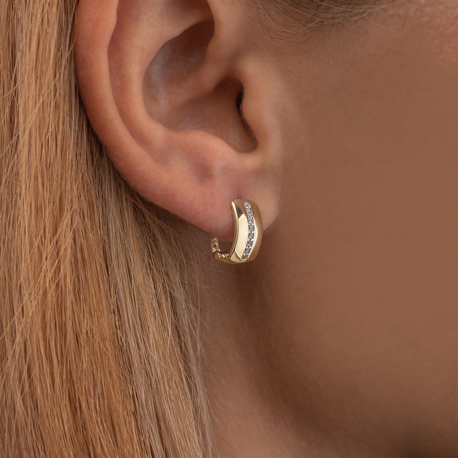 Altın 14 Ayar Çizgi Küpe 