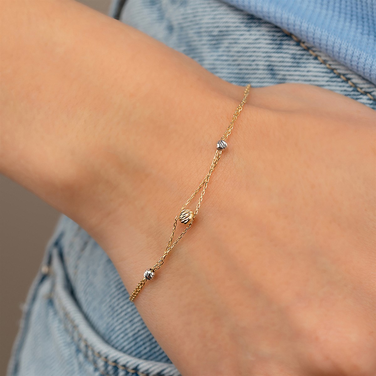 ÇİFT ZİNCİRLİ DORİCA TOPLU BİLEKLİK