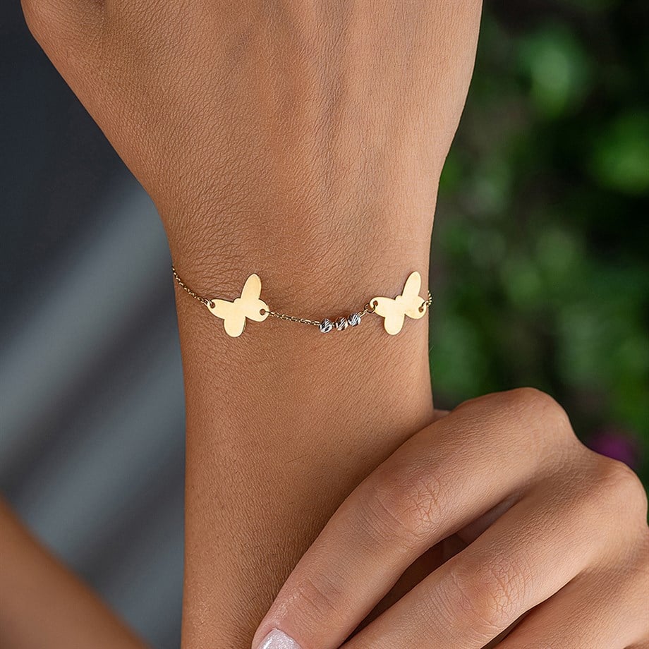 Dorica Toplu Kelebek 14 Ayar Altın Bileklik