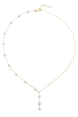 14 Ayar Altın Tek Sıralı İnci Kadın Kolye