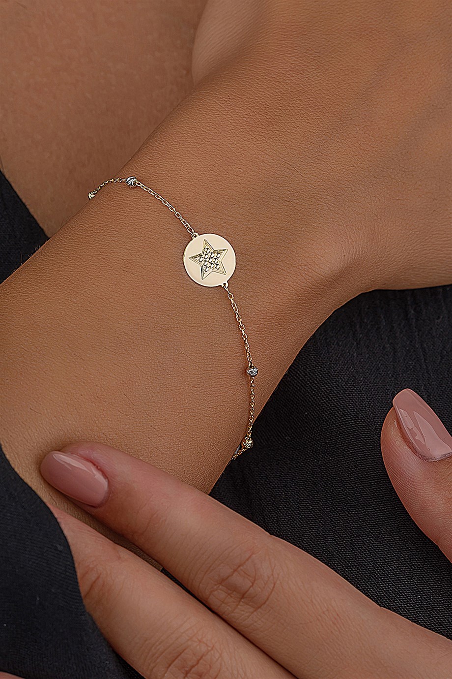 14 Ayar Altın Dorica Toplu Yıldız Bayan Bileklik
