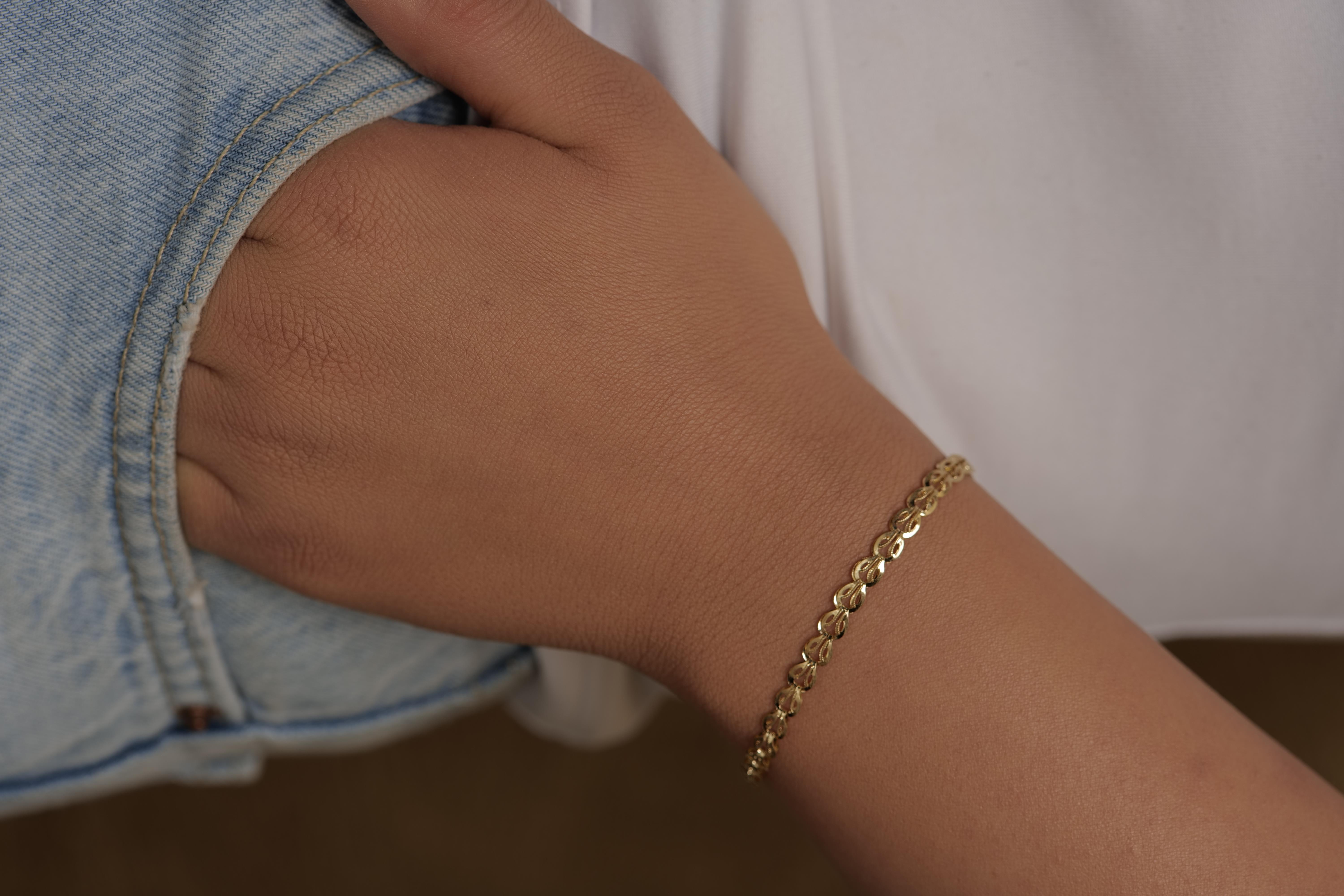 14 Ayar Altın Lale Zincir Kadın Bileklik