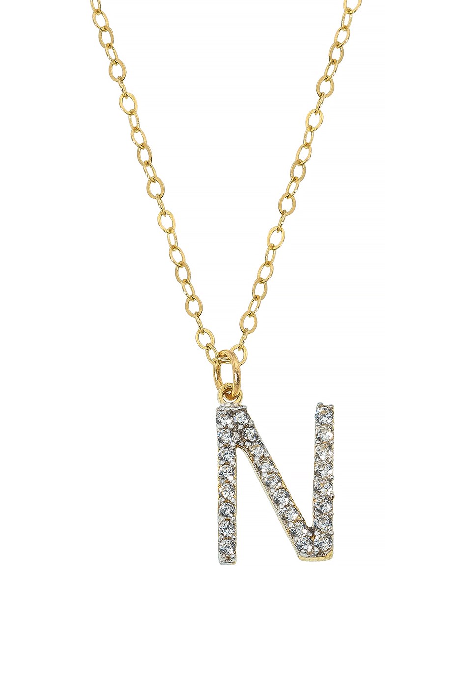 14 Ayar Altın N Harf Kadın Kolye