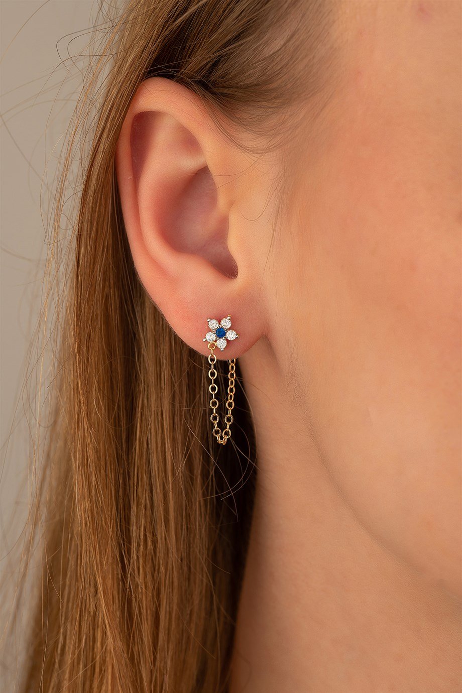 14 Ayar Altın Şıkır Şıkır Sallantılı Çiçek Küpe