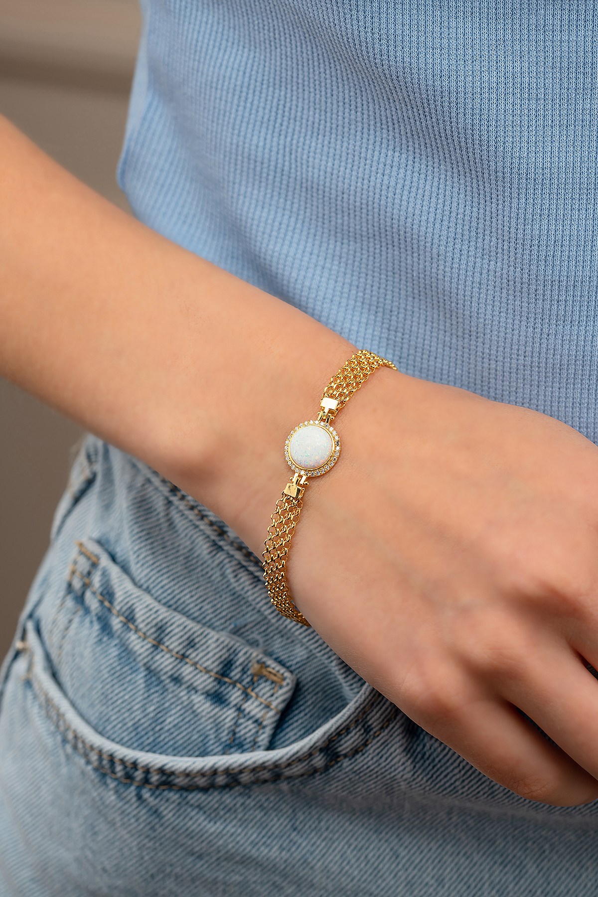 EZME ZİNCİR OPAL BİLEKLİK