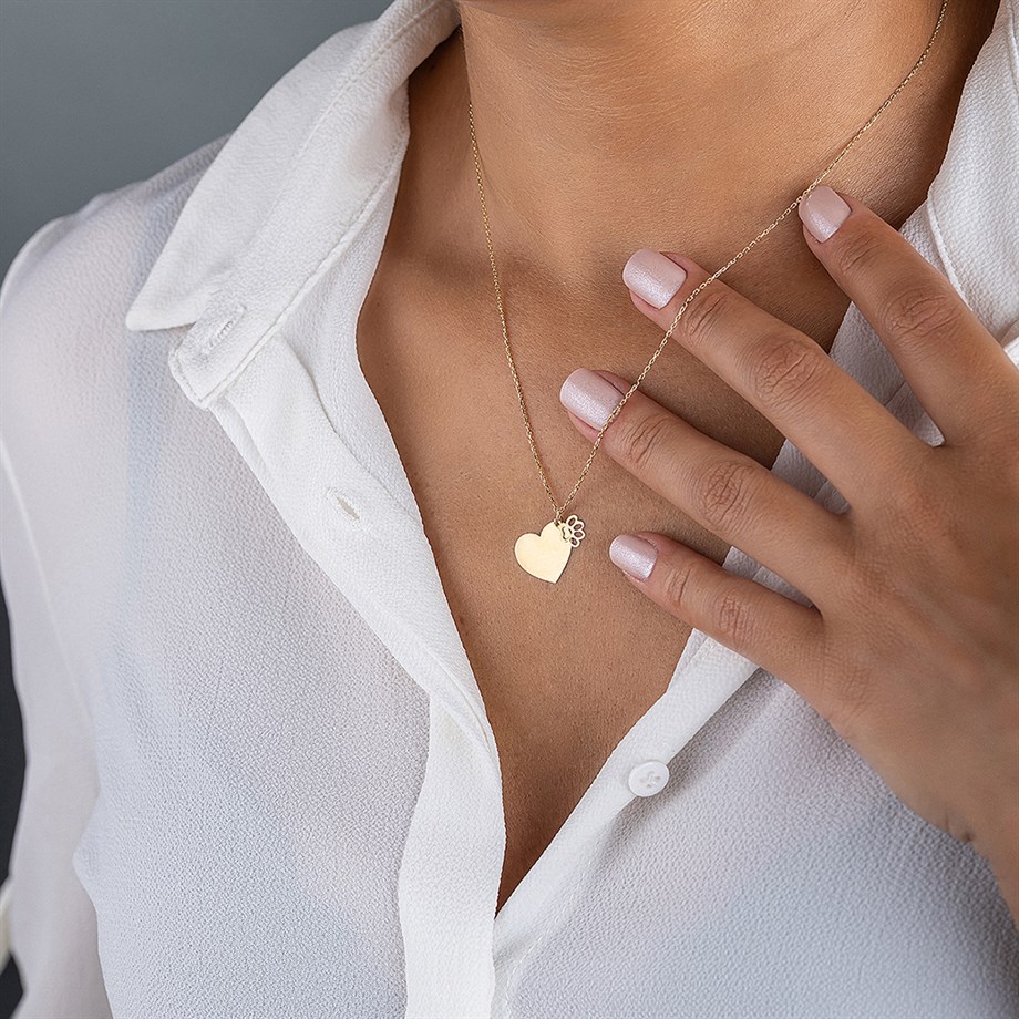 Kalp Pati 14 Ayar Kadın Altın Kolye