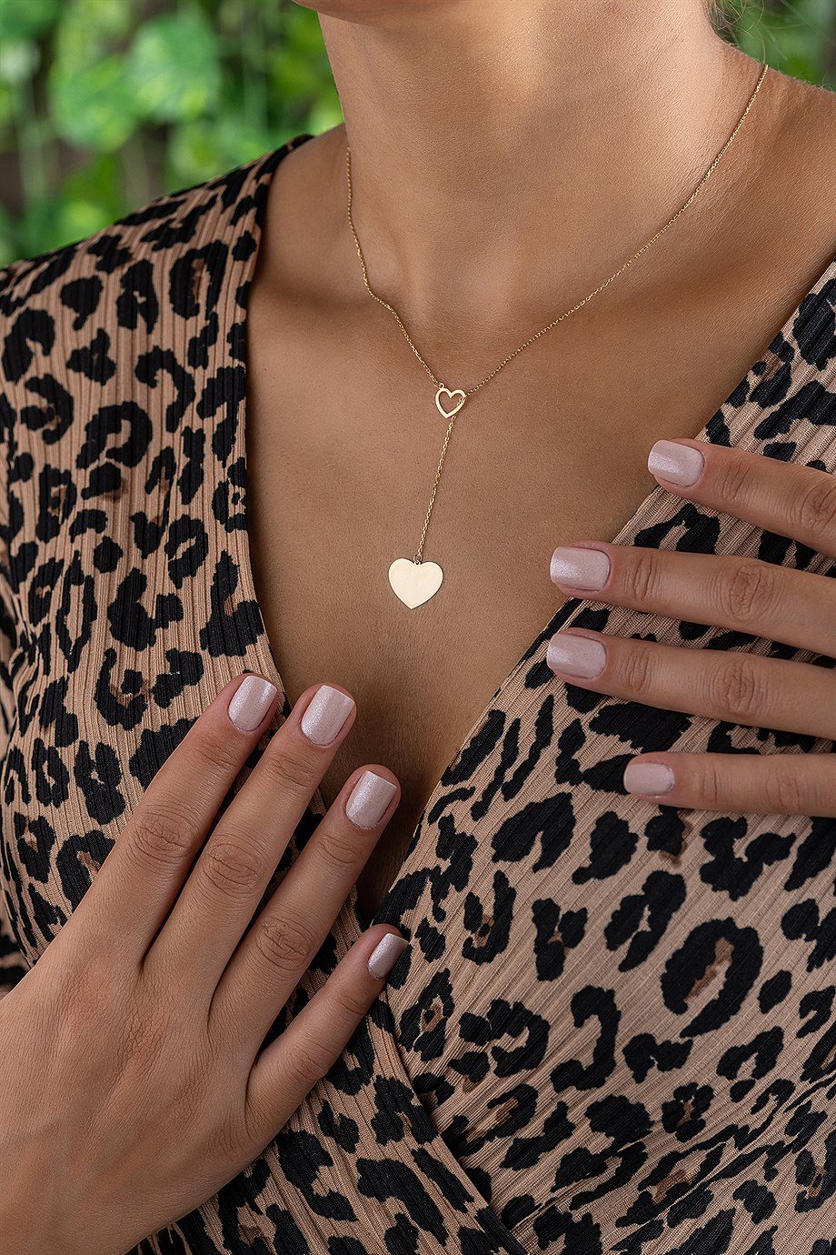 Sallantılı Zarif Kalp Kolye 14 Ayar Altın