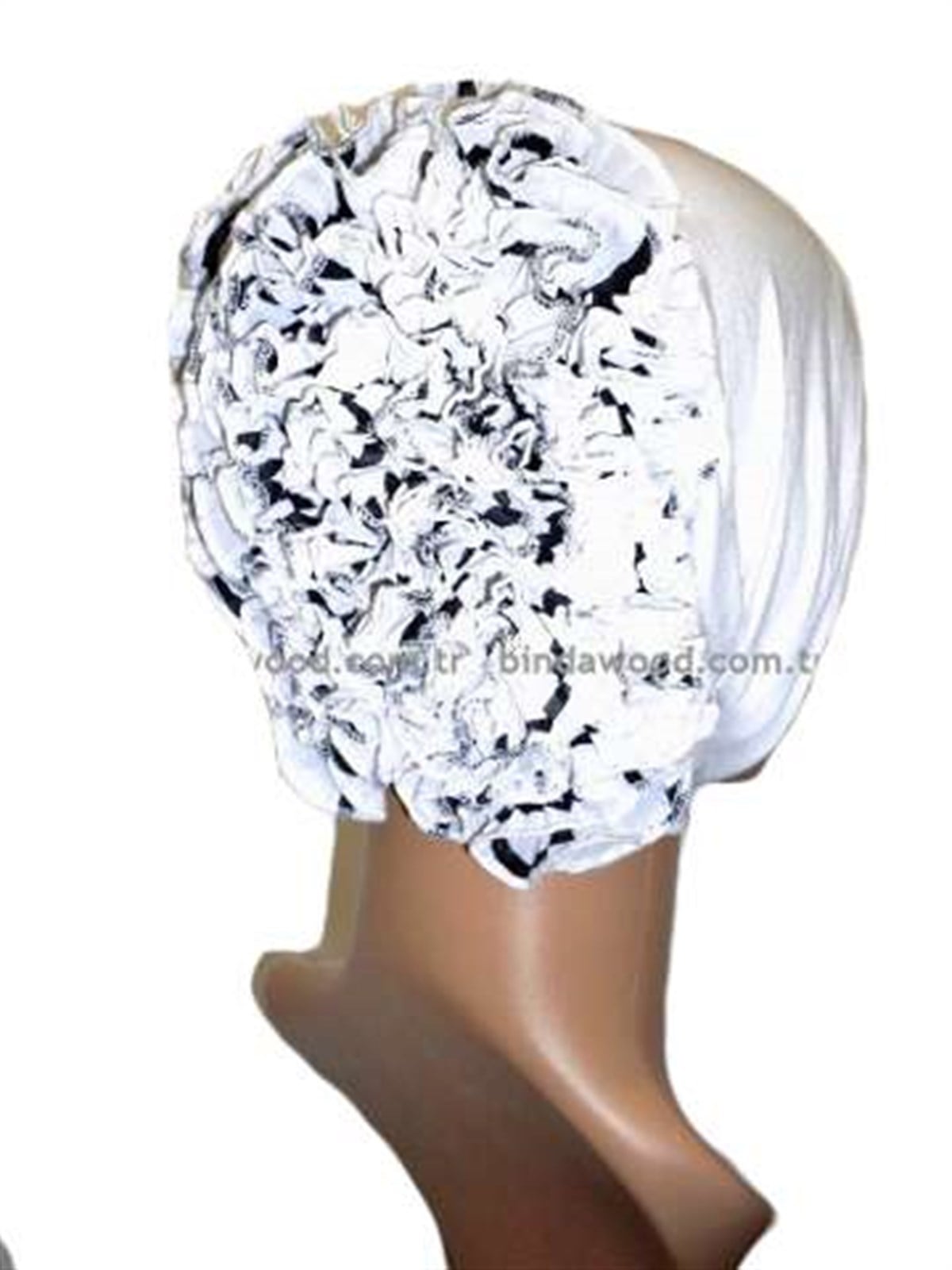 Beyaz 2 Renk Kıvırcık Bone