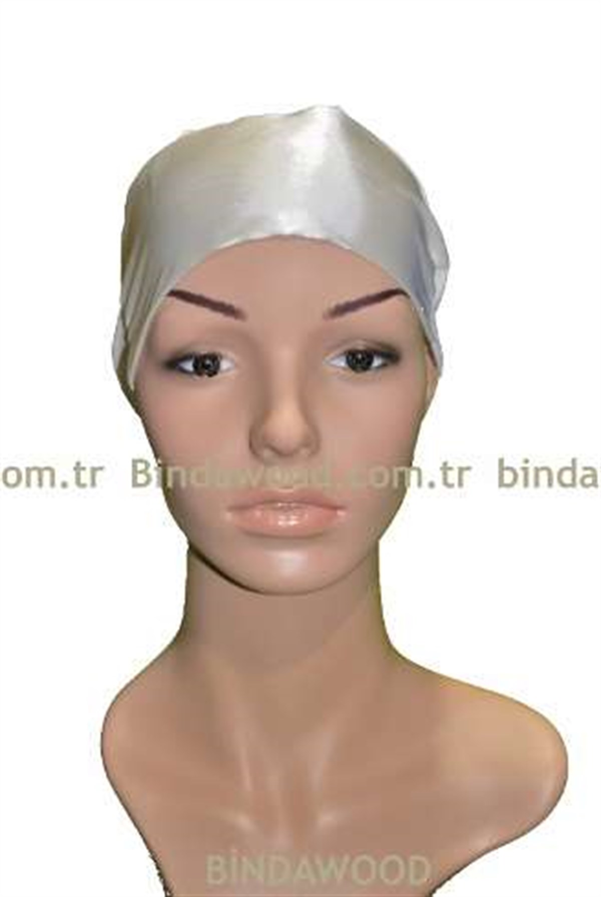 Beyaz 2 Saten Abiye Dikişsiz Tesettür Bone