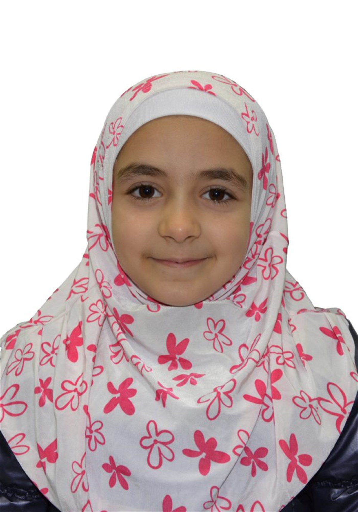 Beyaz Çiçekli Çocuk Pratik Eşarp - 3459