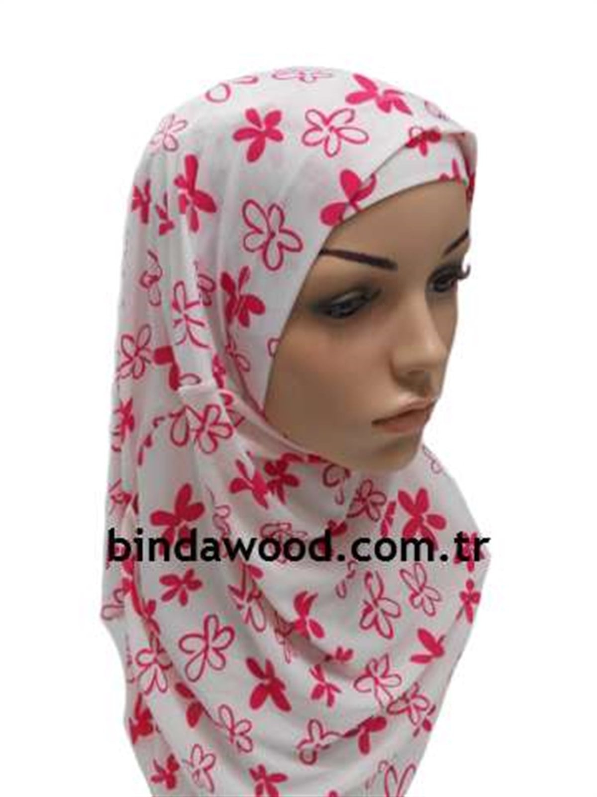 Beyaz Çiçekli Çocuk Pratik Eşarp