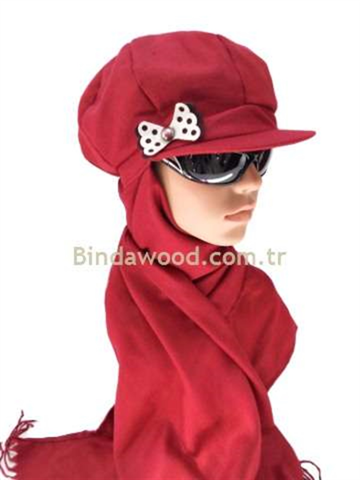 Bordo Şapkalı Türban