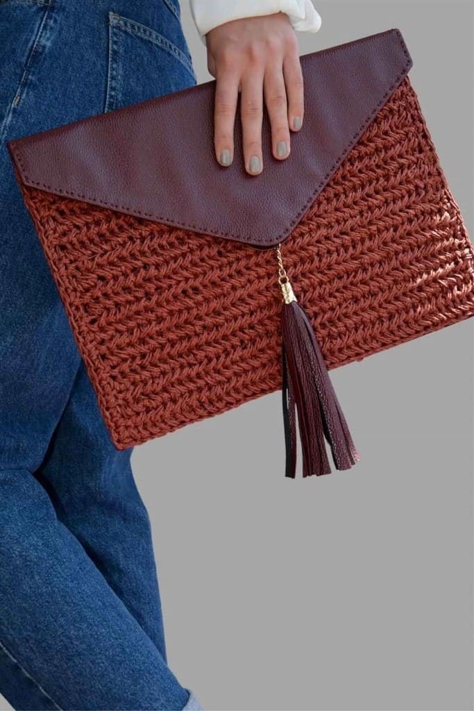 Clutch Örme Çanta Falu Kırmızısı