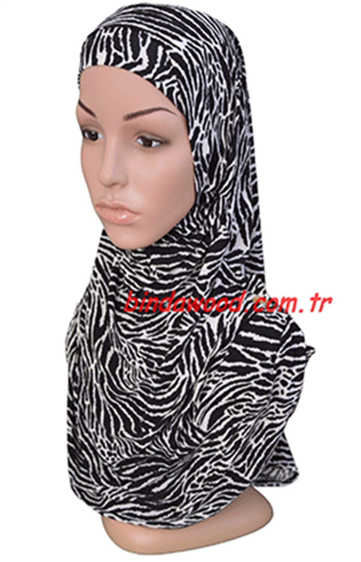 Firdevs Pratik Eşarp Siyah Beyaz Zebra