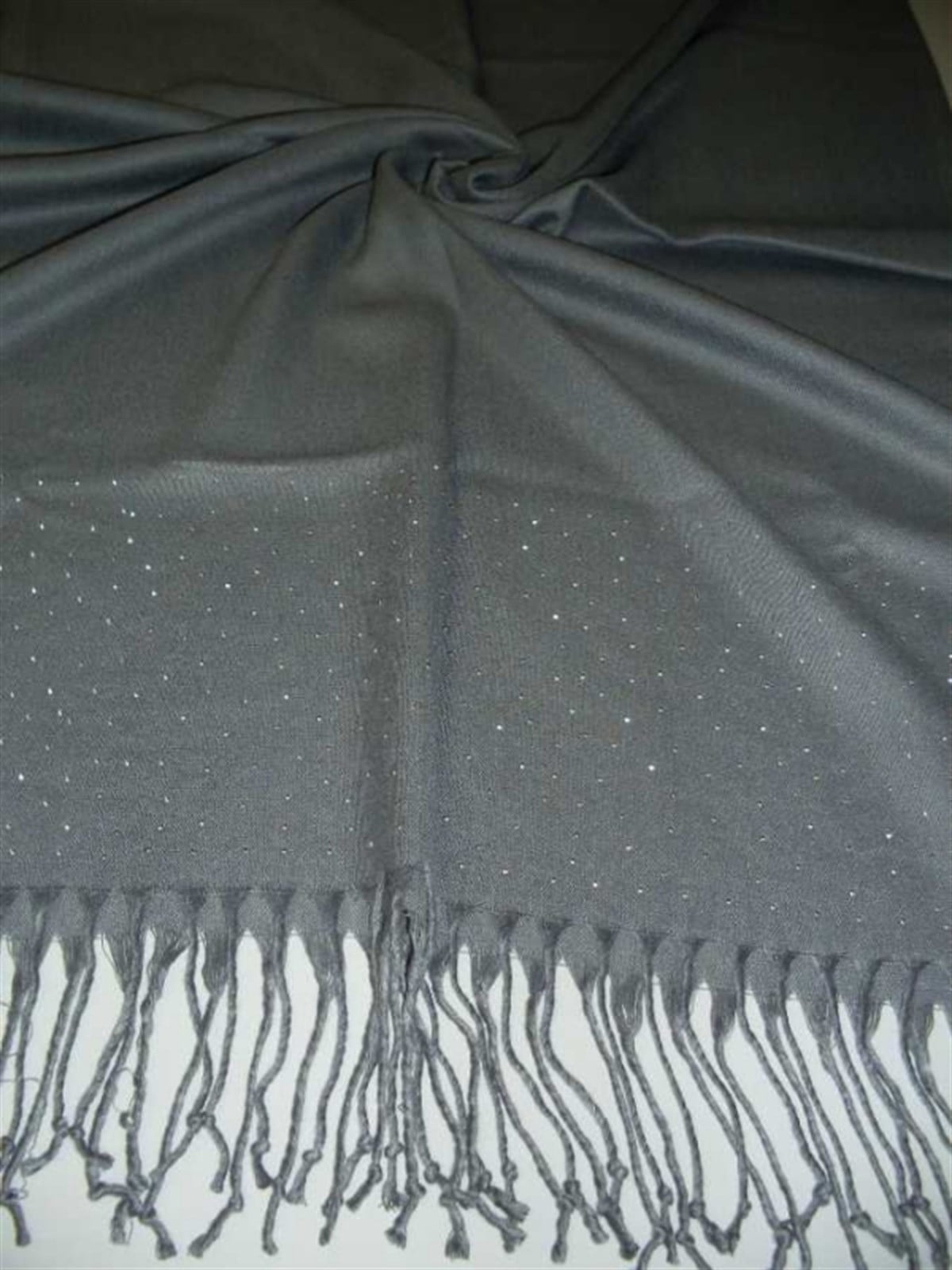 Gri Tonlu Taşlı Pashmina Tesettür Şal