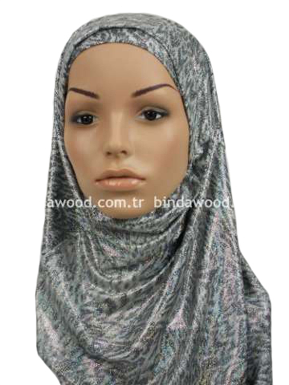 Gümüşi Desen Pratik Eşarp