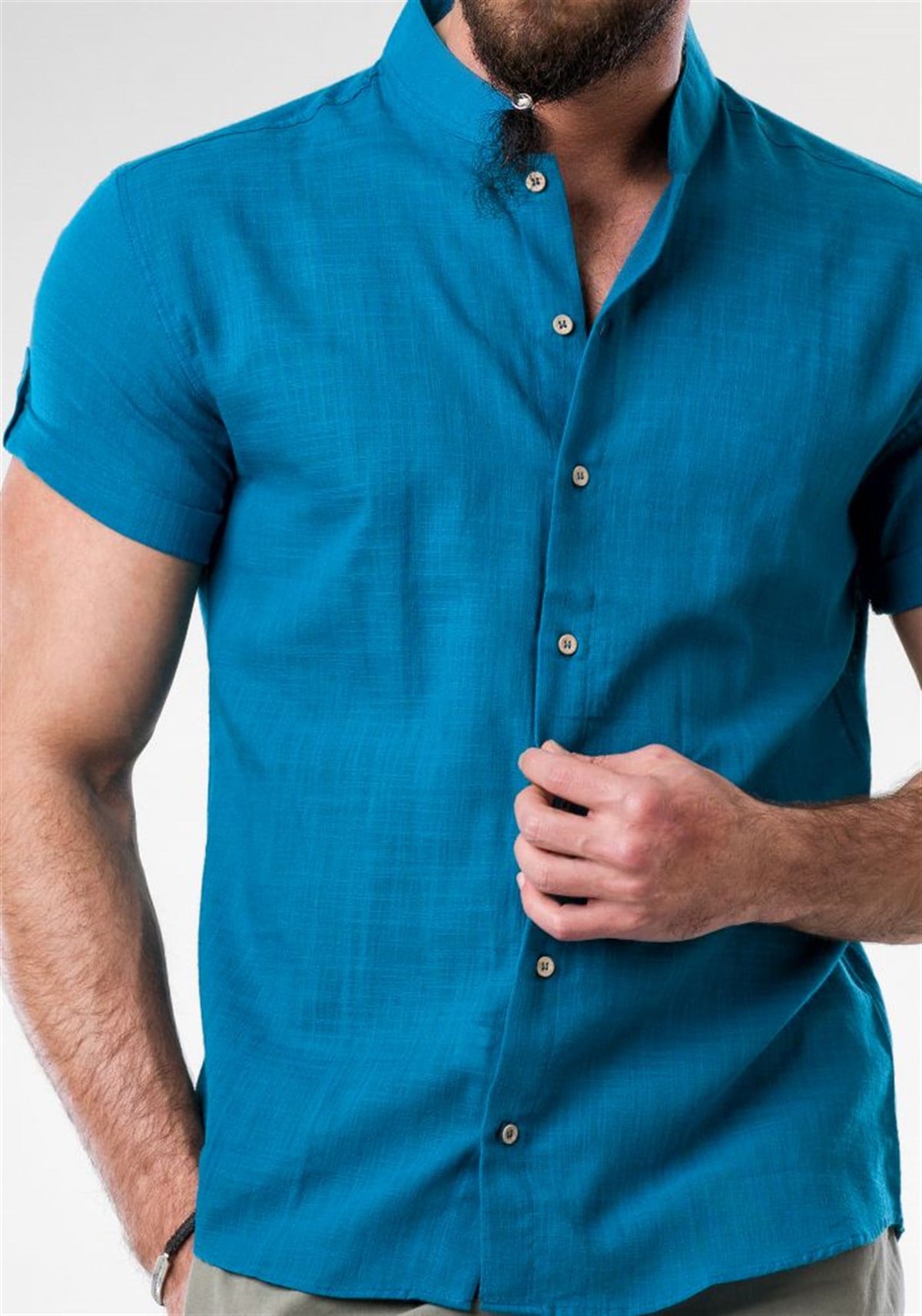 Hakim Yaka Mavi Gömlek