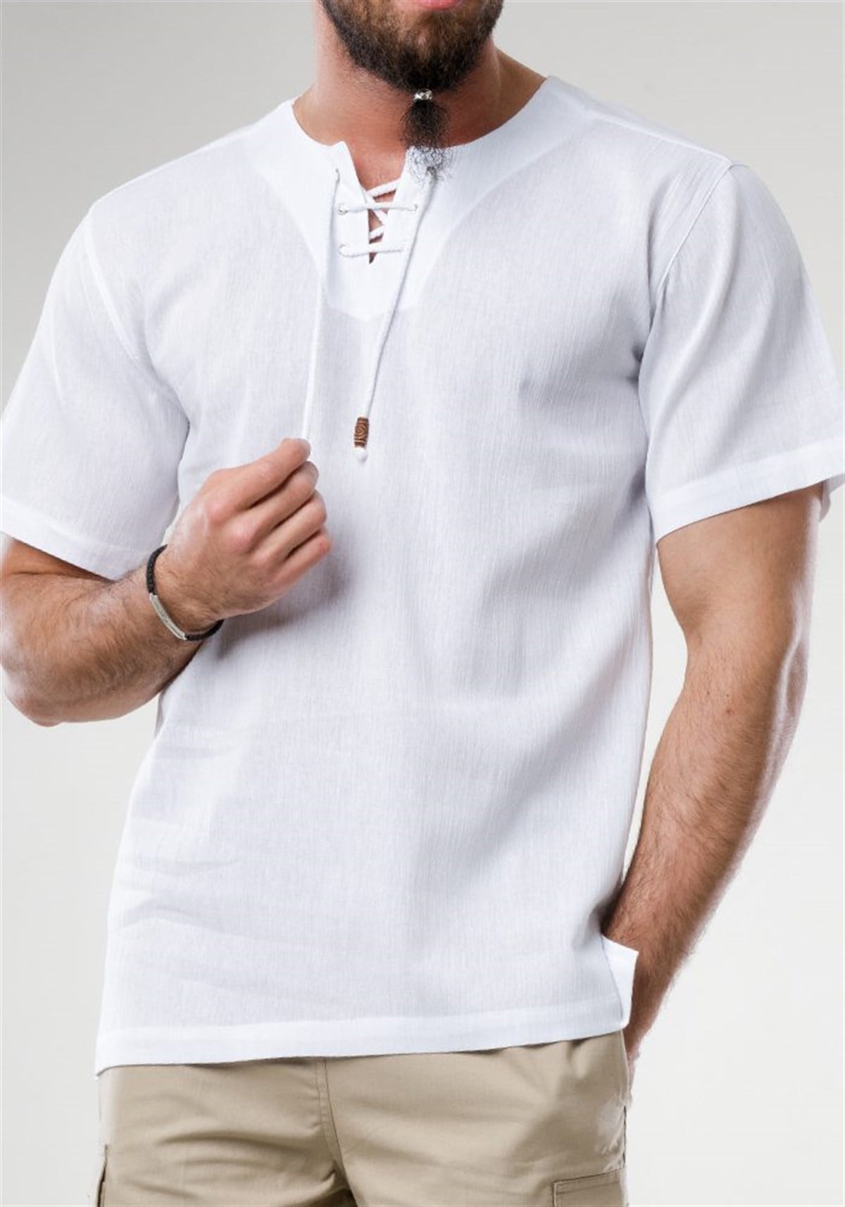 Kısa Kol Yakasız Tshirt siyah