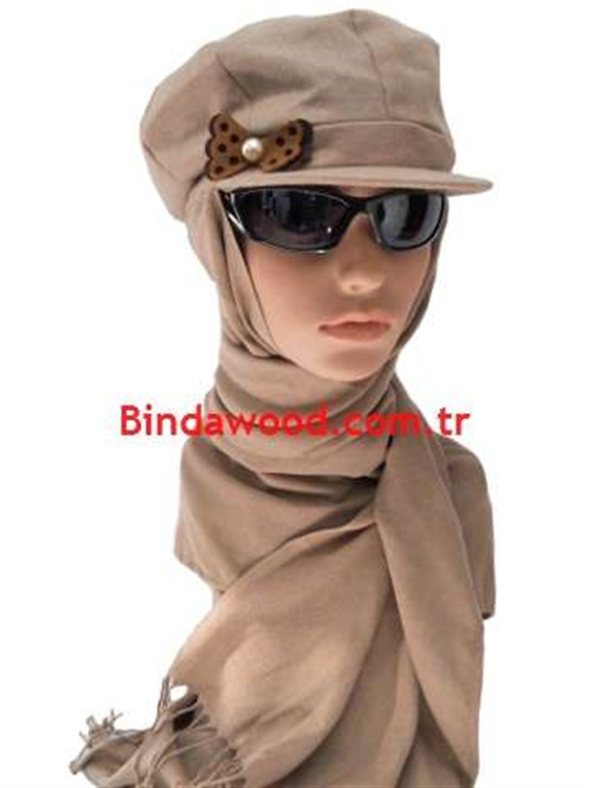 Krem Şapkalı Türban