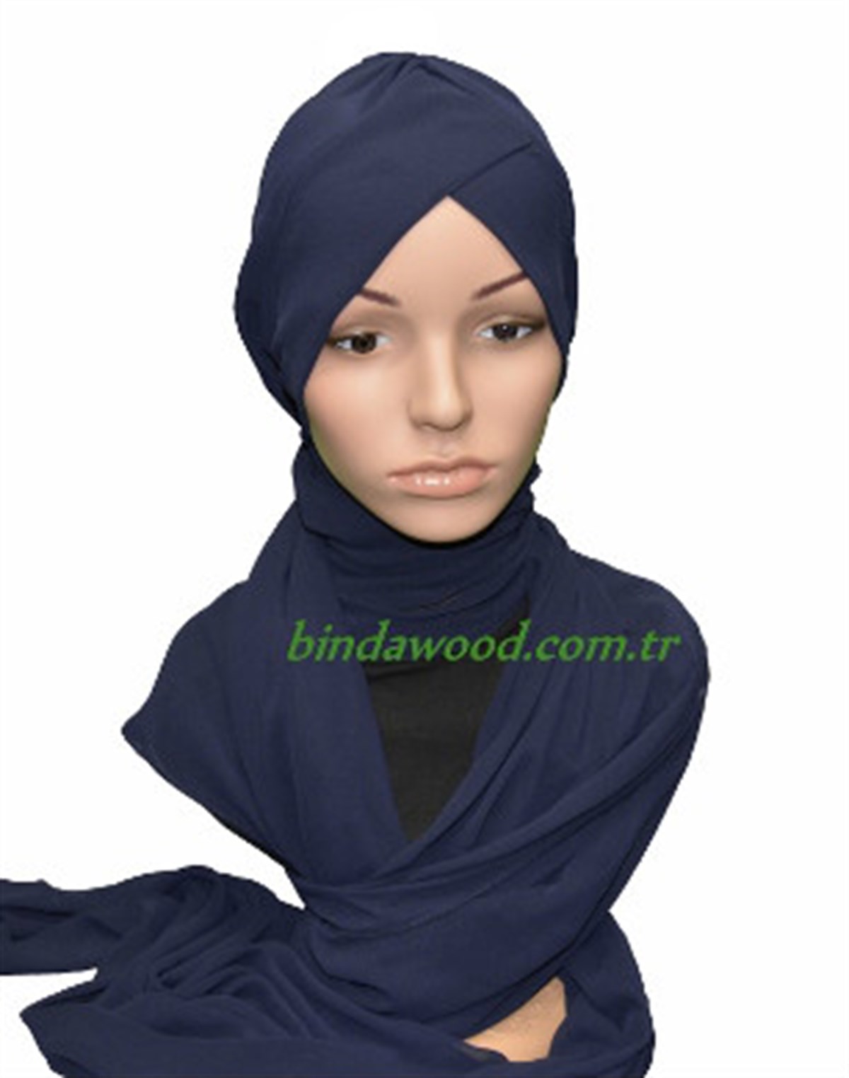 Lacivert Çapraz Bone Şal - 3581