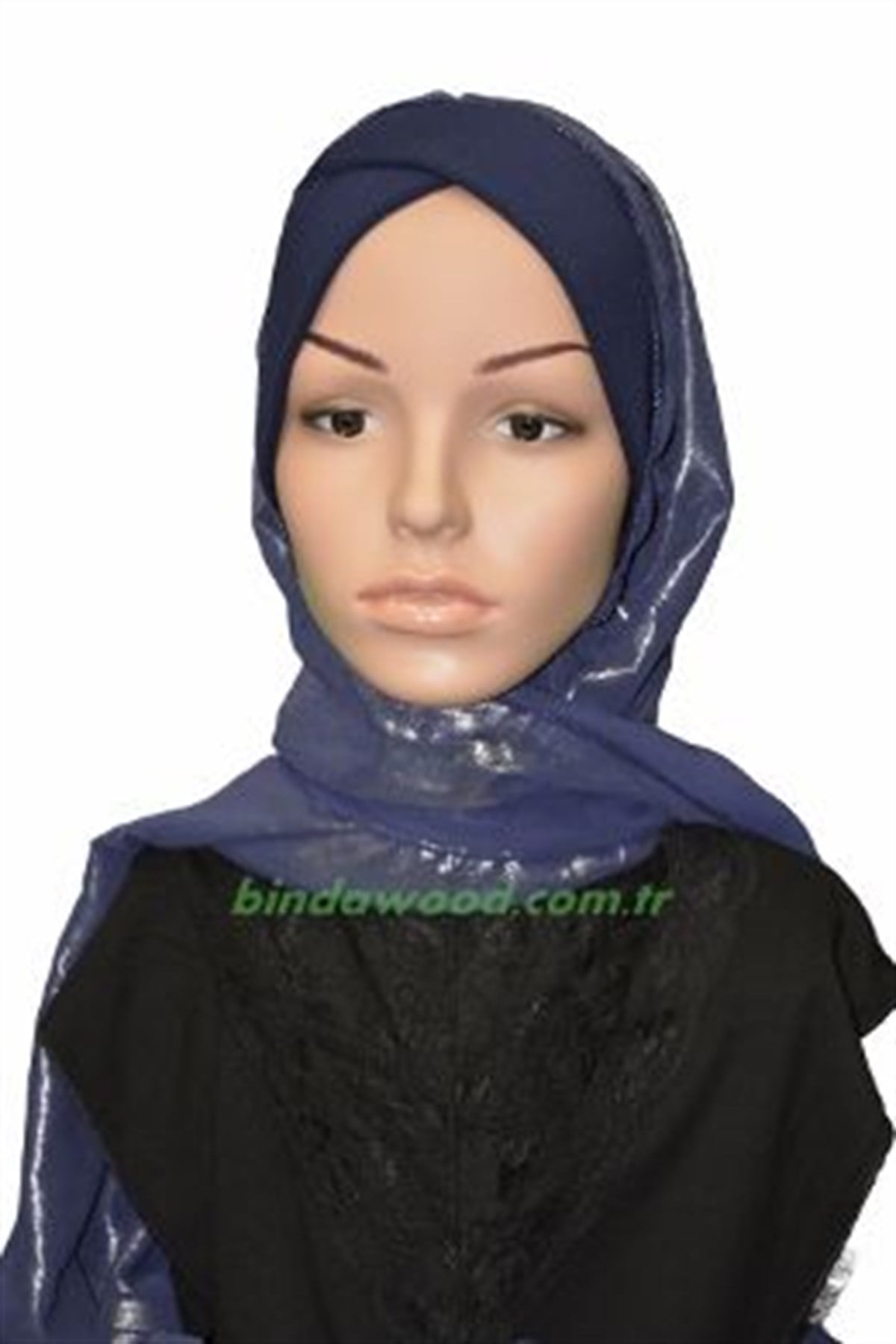 Lacivert Simli Şallı Bone