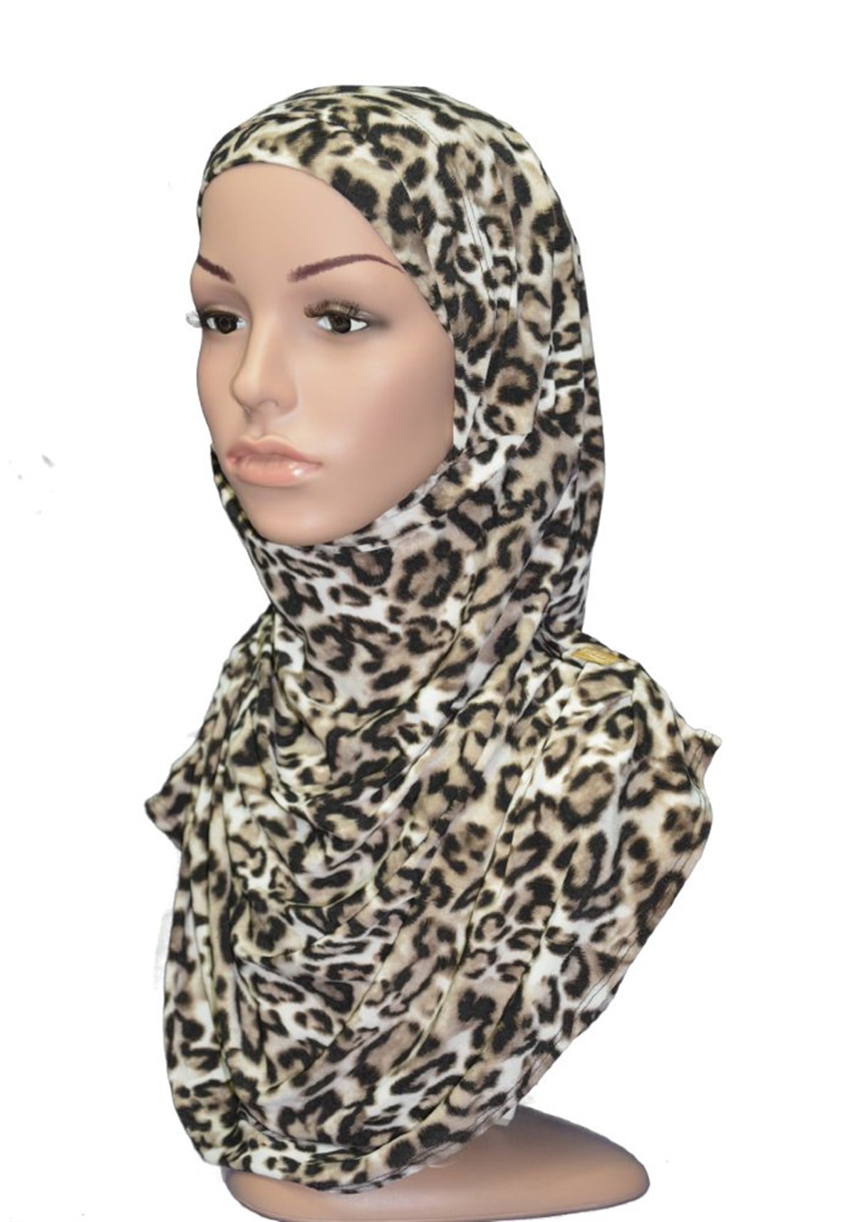 Leopar Desen Kahve Tonlu Pratik Eşarp