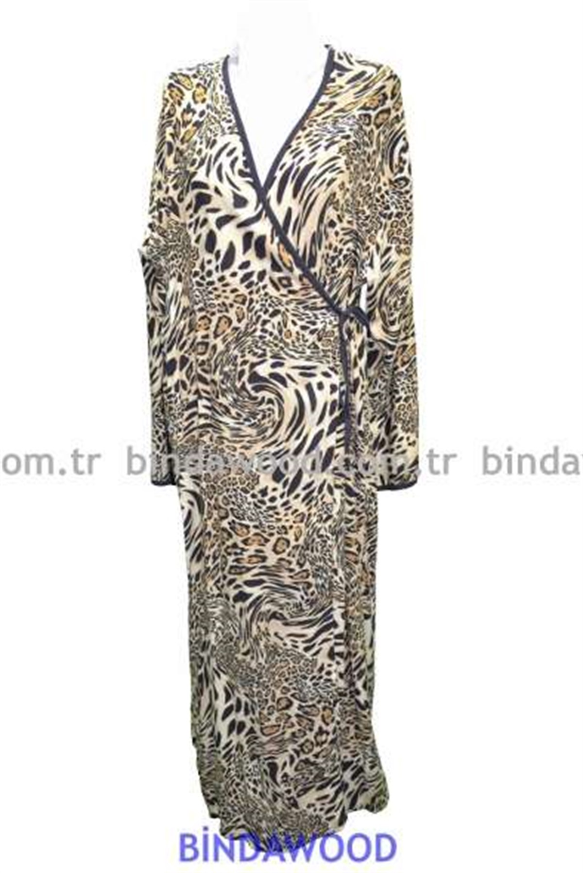 Leopar Desenli Kruvaze Namaz Elbisesi