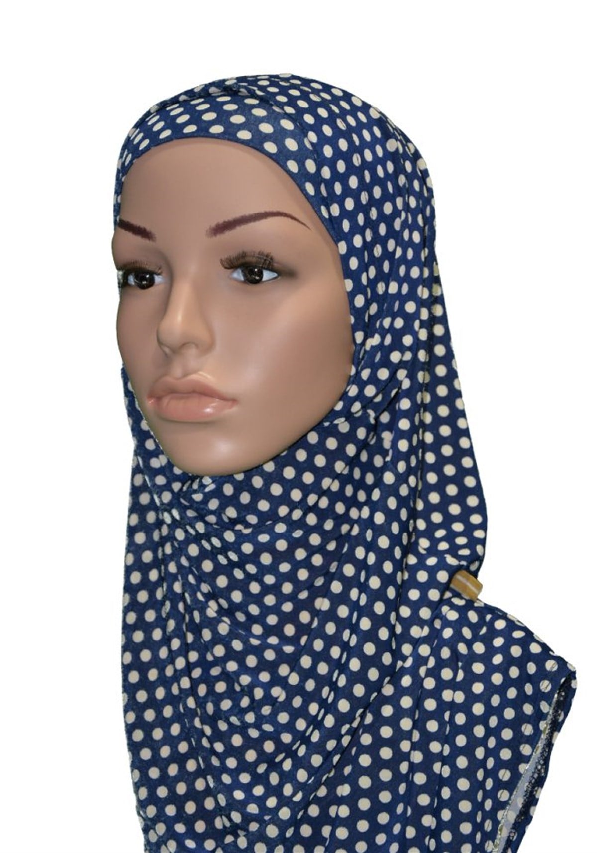 Mini Lacivert Beyaz Puanlı Pratik Eşarp