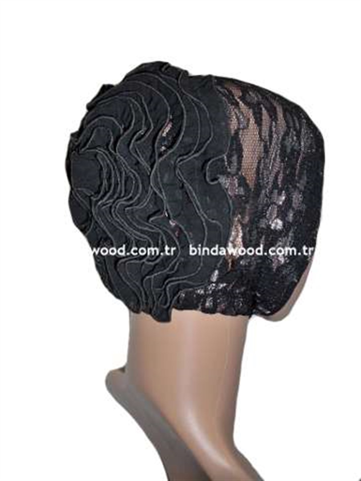 Siyah Dantelli Kıvırcık Bone