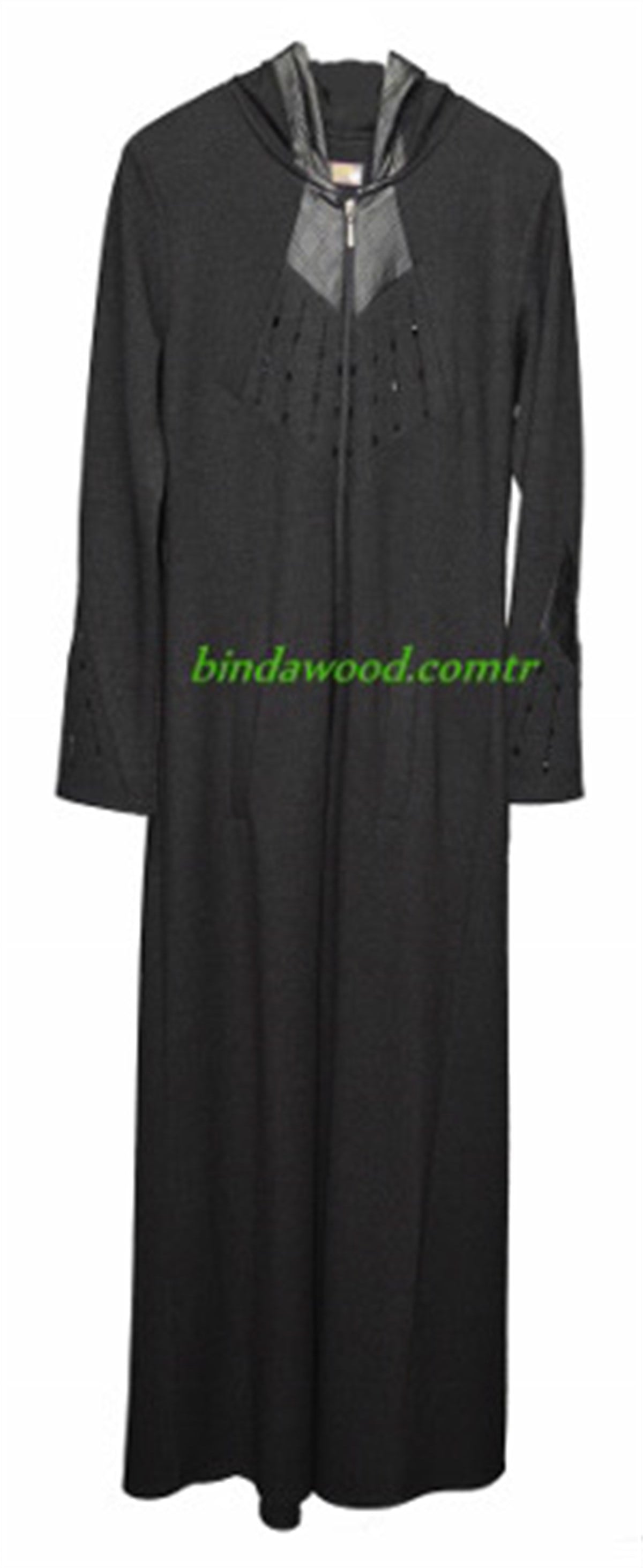 Taşlı Kapişonlu Kışlık Tesettür Ferace