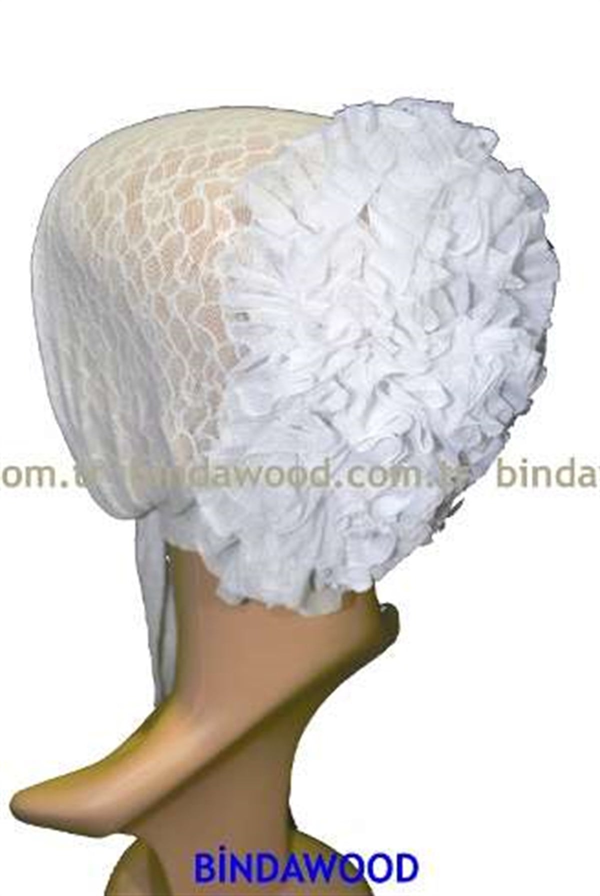 Tüllü Beyaz Kıvırcık Bone