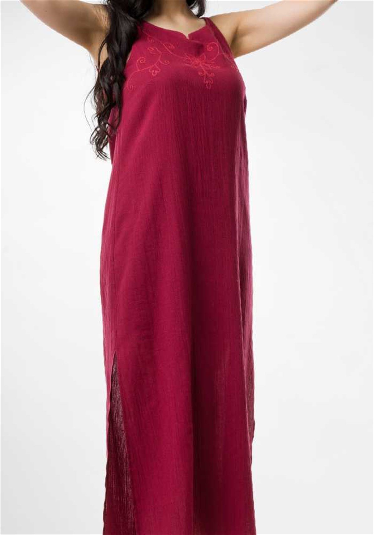 Askılı Elbise Bordo